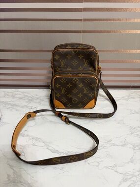 Louis Vuitton Brown Monogram Canvas Crossbody with Tan Trim